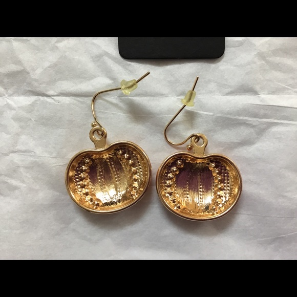 Crystal Orange Pumpkin Dangle Earrings - Picture 6 of 8